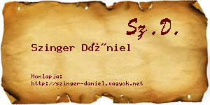 Szinger Dániel névjegykártya
